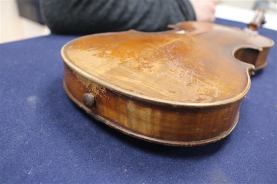 Two 19th century violins largest overall 59cm